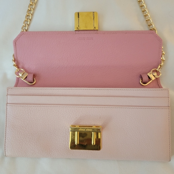 Miu Miu two tone long leather wallet on chain - Picture 8 of 12